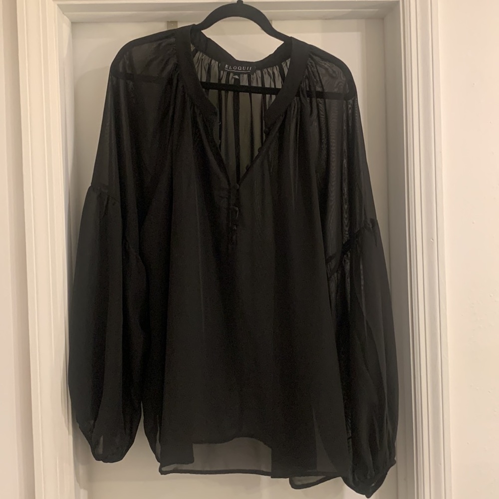 Eloquii Raglan Sleeve Top With Button Detail - image 2